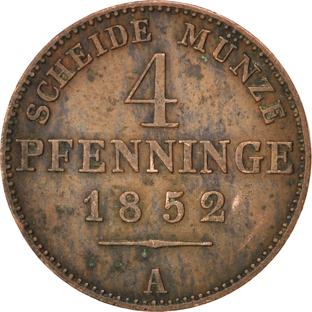 Coin, German States, PRUSSIA, Friedrich Wilhelm IV, 4 Pfennig, 1852, Berlin