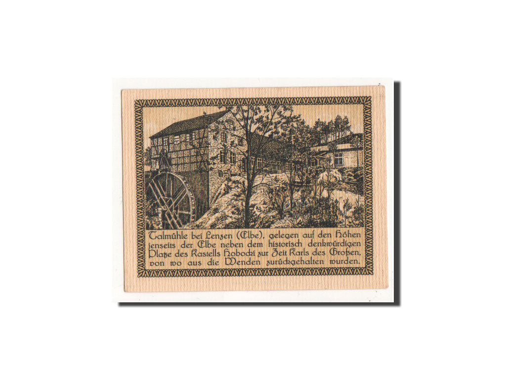 Banconote, Germania, Lenzen a.d. Elbe, 50 Pfennig, moulin, O.D, Undated, FDS