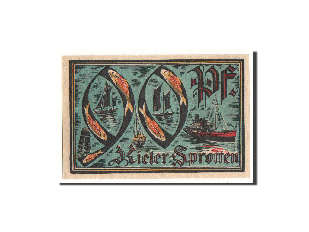 Banconote, Germania, Kiel, 90 Pfennig, bateau, 1921, 1921-09-10, FDS, Mehl:696.2