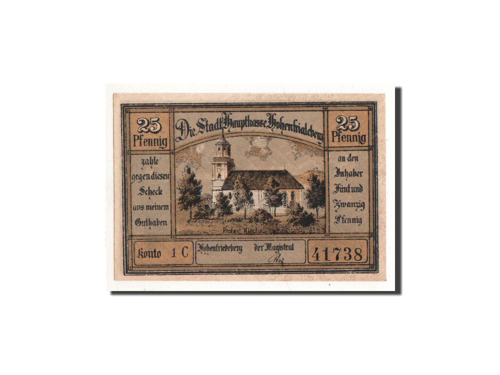 Banconote, Germania, Hohenfriedeberg, 25 Pfennig, paysage, O.D, Undated, FDS
