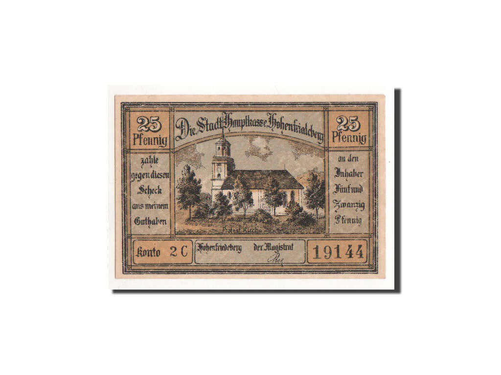 Banconote, Germania, Hohenfriedeberg, 25 Pfennig, Monument, O.D, Undated, FDS