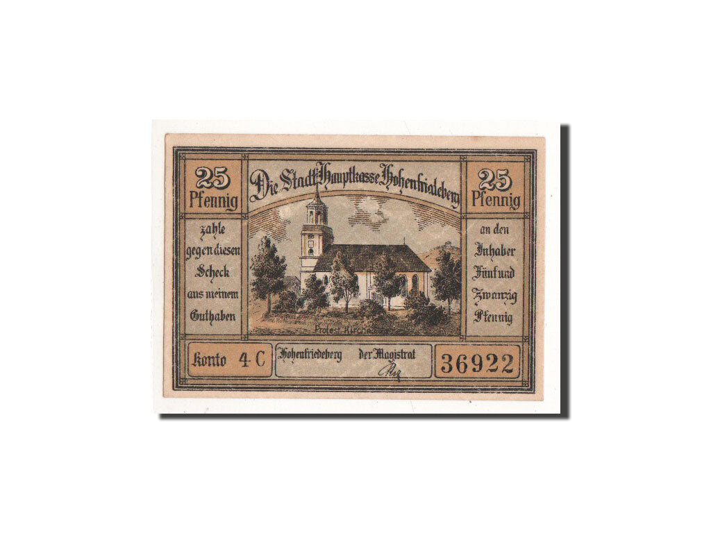 Biljet, Duitsland, Hohenfriedeberg, 25 Pfennig, manoir, O.D, Undated, NIEUW