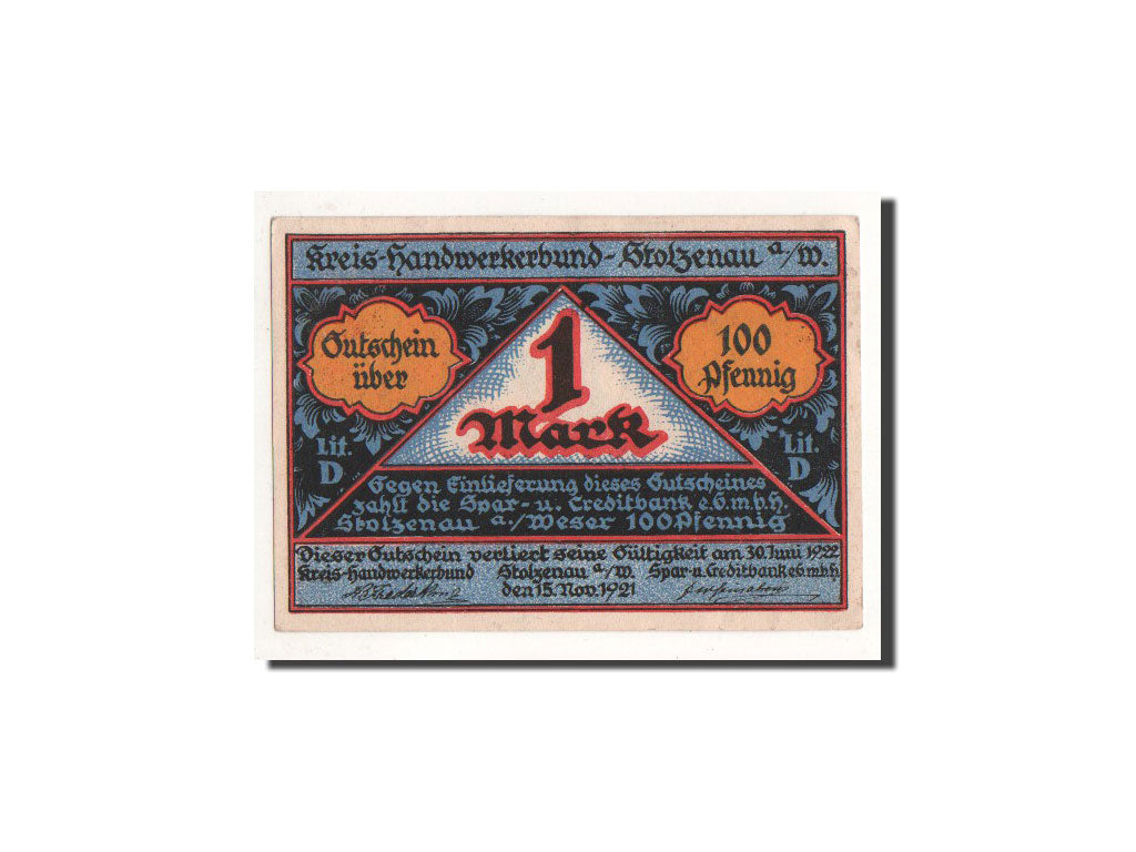 Banknote, Germany, Stolzenau a.d Weser, 1 Mark, forgeron, 1921, 1921-11-15