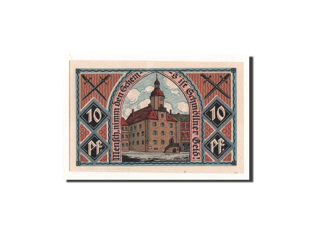 Billet, Allemagne, Schmolln, 10 Pfennig, Eglise, 1921, Undated, NEUF