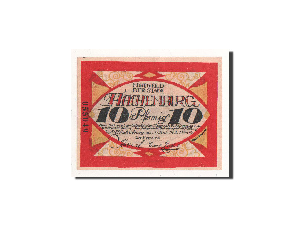 Banconote, Germania, Hachenburg, 10 Pfennig, Ville, 1921, 1921-06-01, FDS