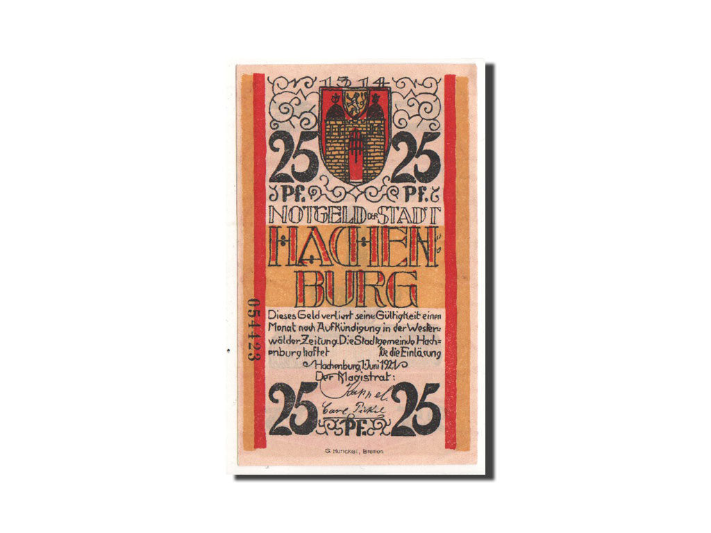 Biljet, Duitsland, Hachenburg, 25 Pfennig, fontaine, 1921, 1921-06-01, NIEUW