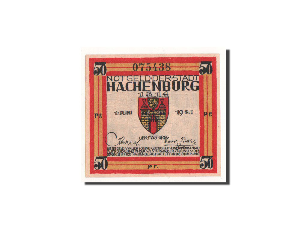 Banconote, Germania, Hachenburg, 50 Pfennig, paysage, 1921, 1921-06-01, FDS