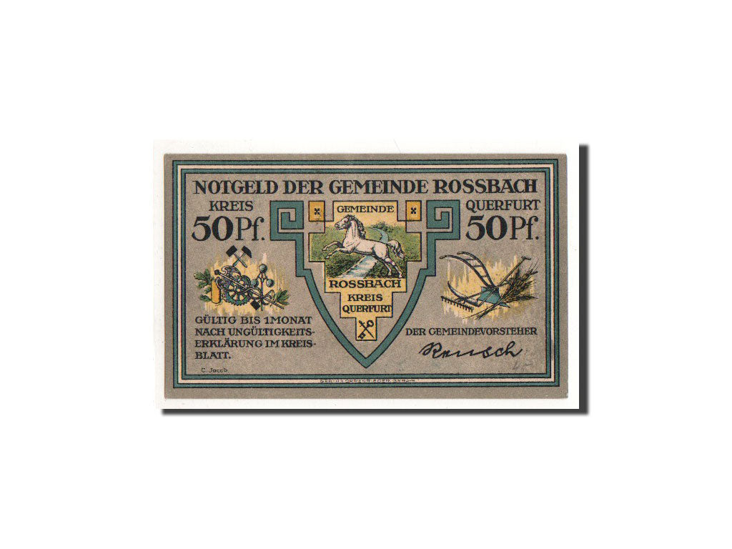 Banconote, Germania, Rossbach, 50 Pfennig, Monument, 1921, Undated, FDS