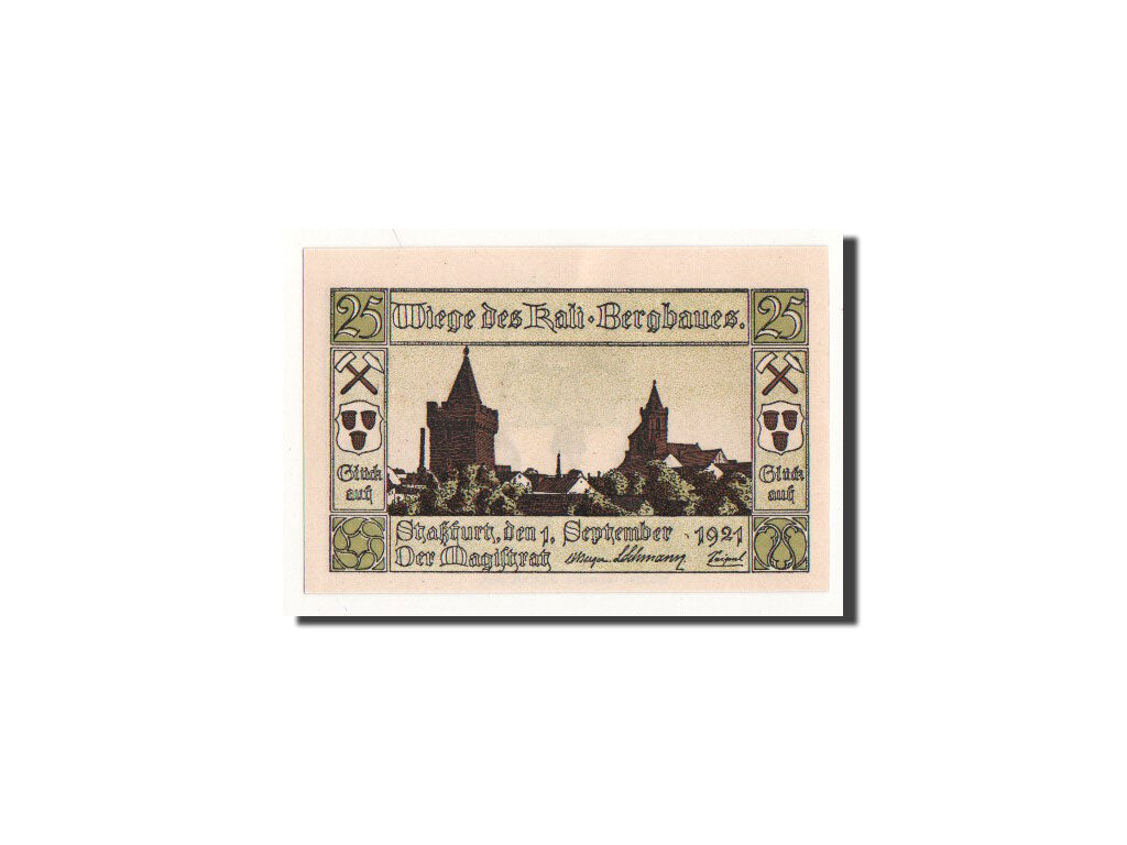 Billet, Allemagne, Strassfurt, 25 Pfennig, paysage, 1921, 1921-09-01, NEUF