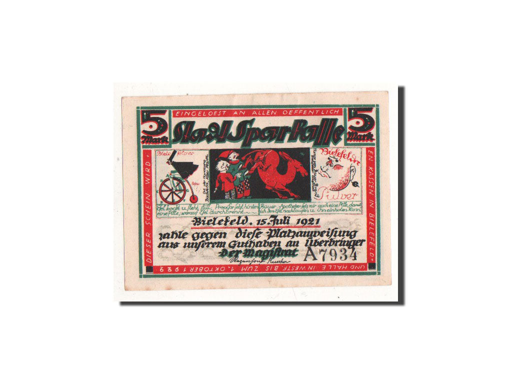 Billet, Allemagne, Bielefeld, 5 Mark, enfant, 1921, 1921-05-15, NEUF