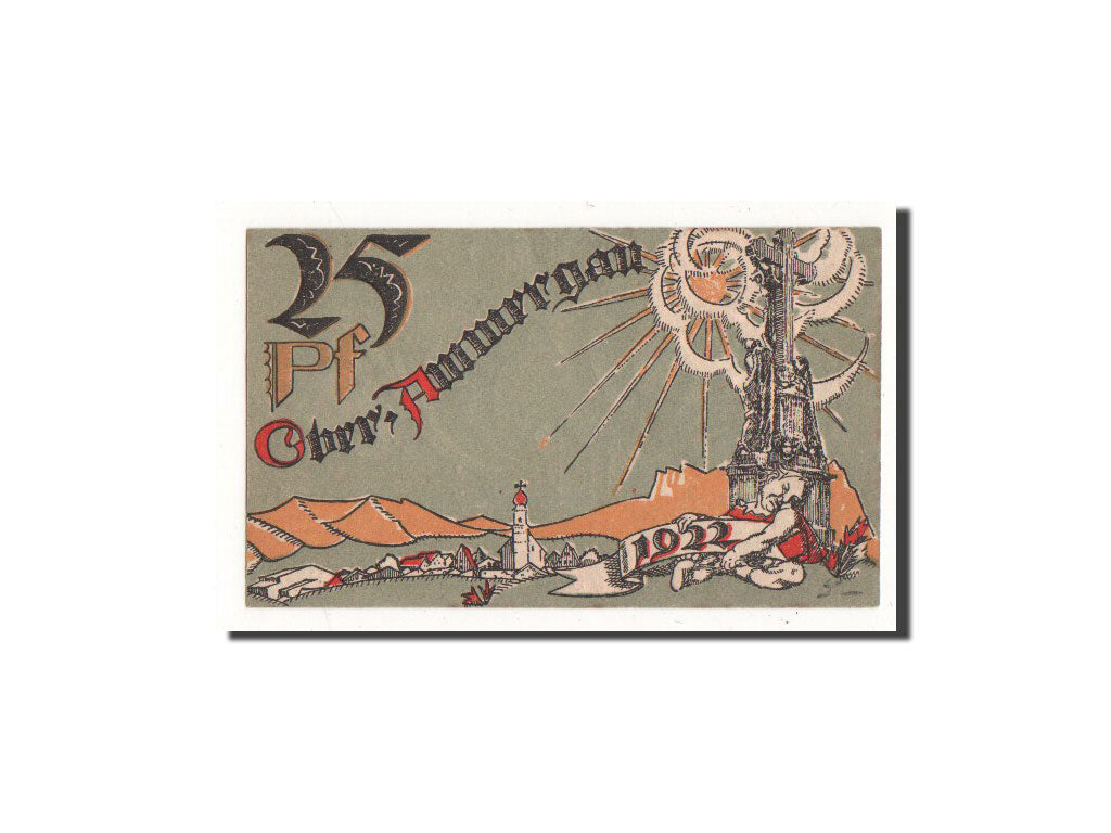 Billet, Allemagne, Oberammergau, 25 Pfennig, Monument, 1921, 1921-07-01, NEUF