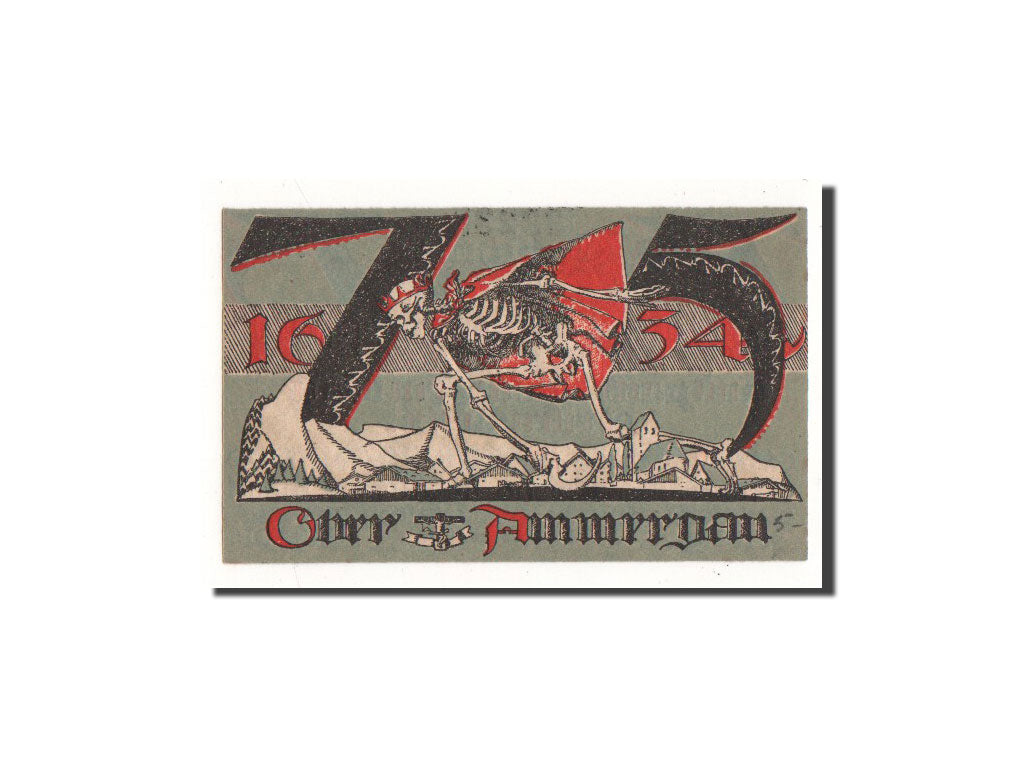 Billet, Allemagne, Oberammergau, 75 Pfennig, squelette, 1921, 1921-07-01, NEUF