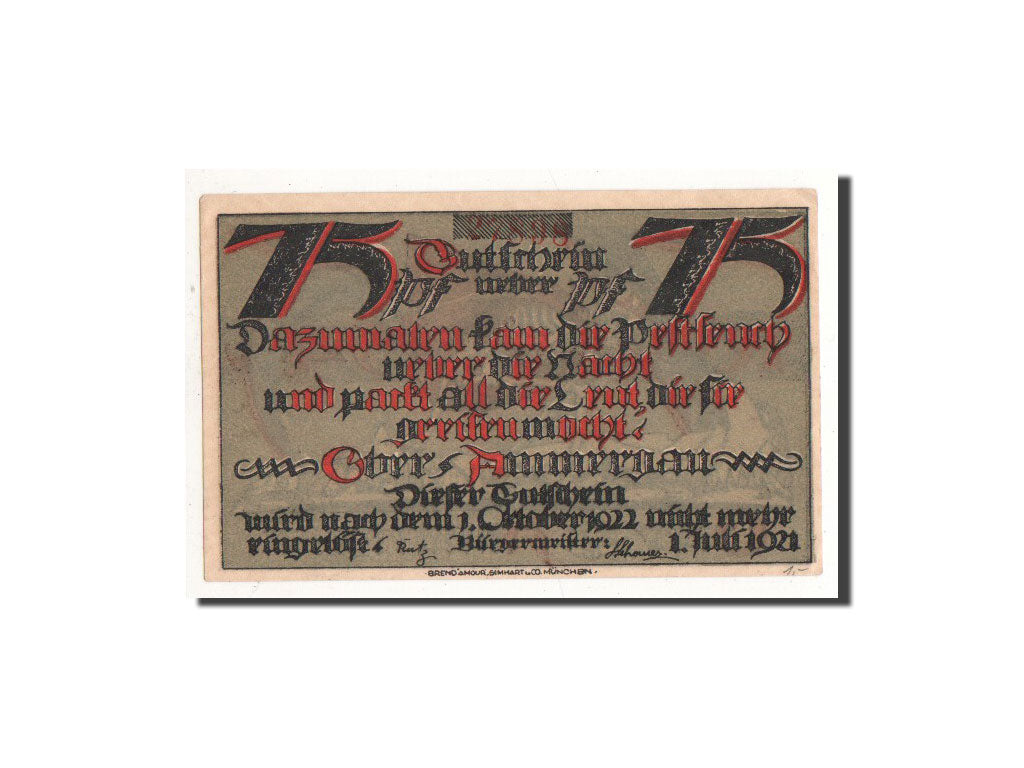 Billet, Allemagne, Oberammergau, 75 Pfennig, squelette, 1921, 1921-07-01, NEUF