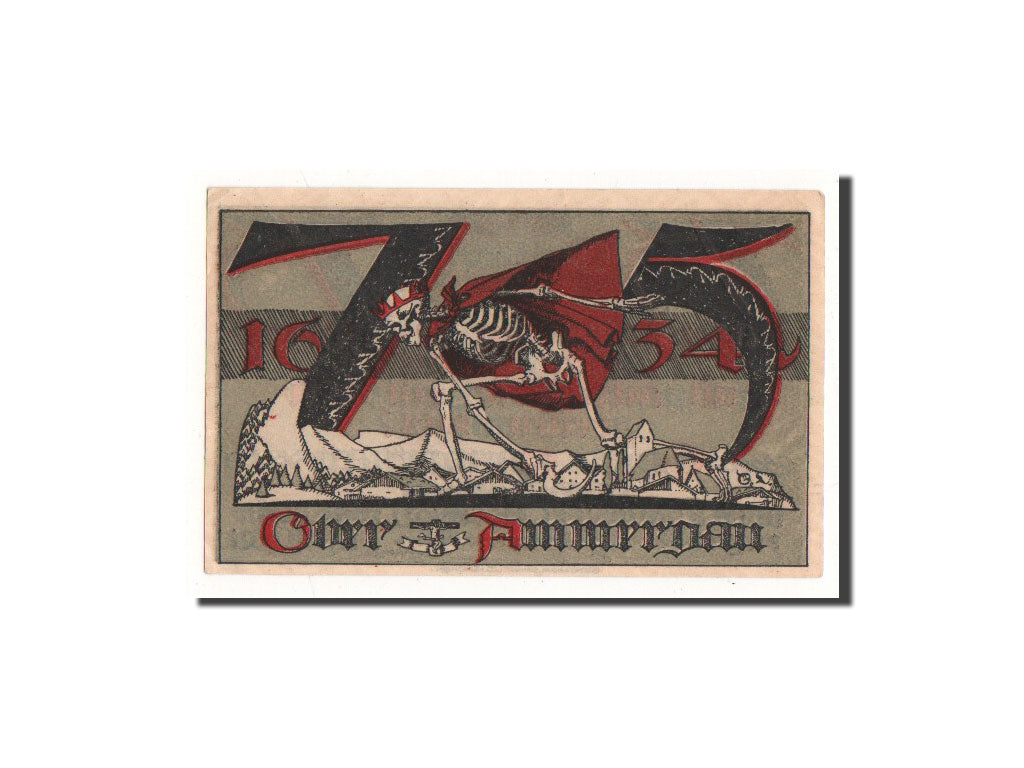 Billet, Allemagne, Oberammergau, 75 Pfennig, squelette, 1921, 1921-07-01, NEUF