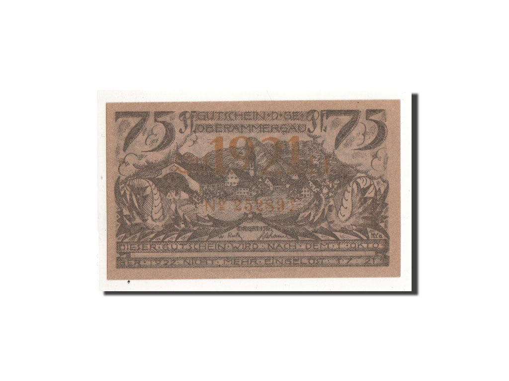 Banconote, Germania, Oberammergau, 75 Pfennig, personnage, 1921, 1921-07-01