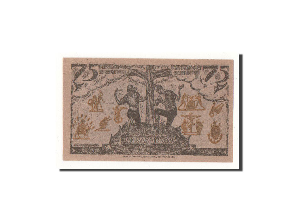 Banconote, Germania, Oberammergau, 75 Pfennig, personnage, 1921, 1921-07-01