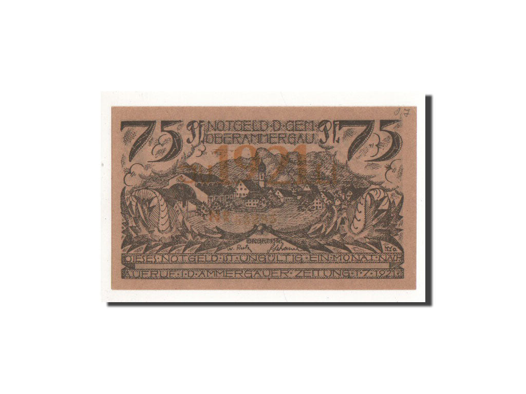 Banknote, Germany, Oberammergau, 75 Pfennig, personnage, 1921, 1921-07-01