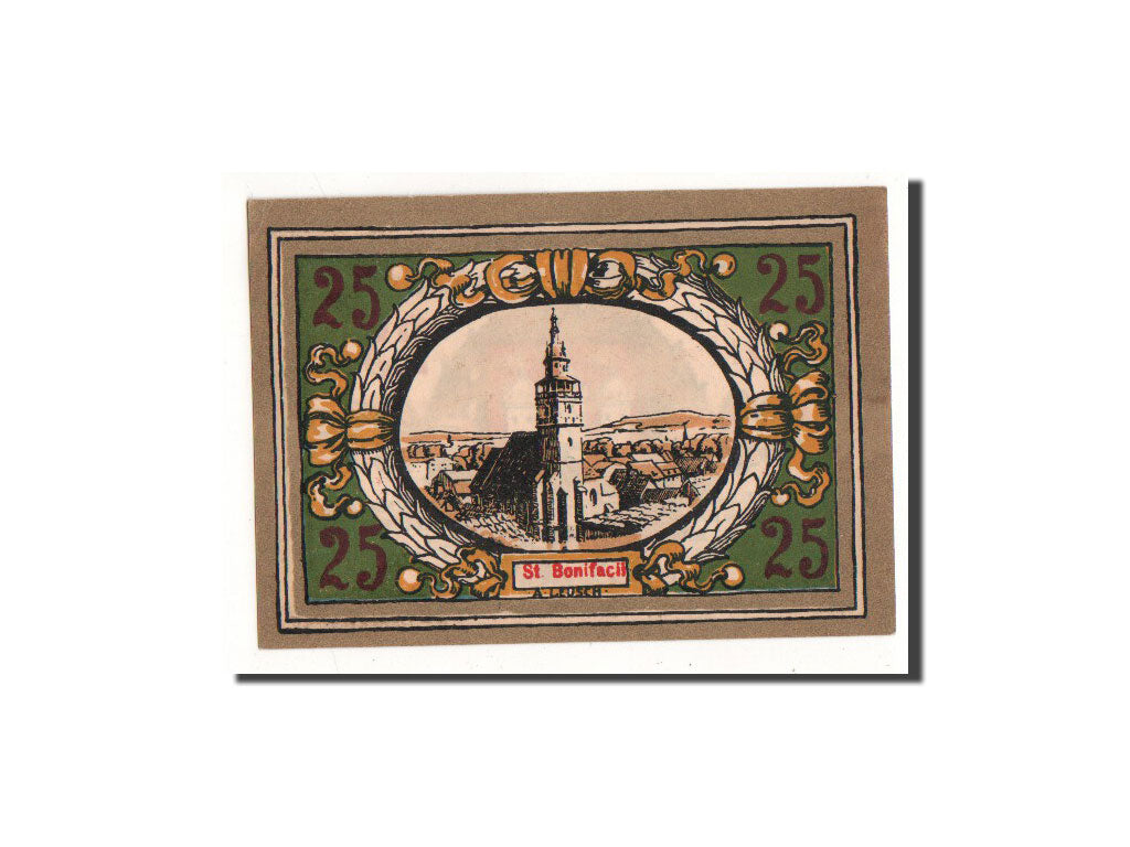 Banknote, Germany, Langensalza Stadt, 25 Pfennig, Eglise, 1921, Undated