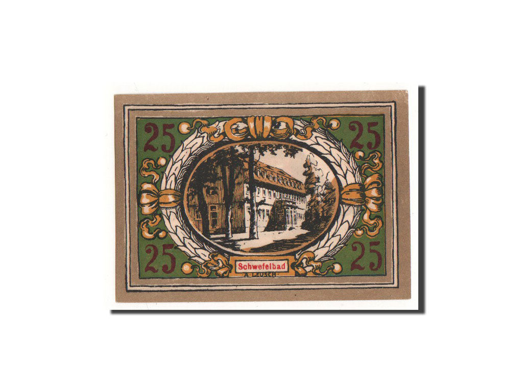 Banknote, Germany, Langensalza Stadt, 25 Pfennig, maison 3, 1921, Undated
