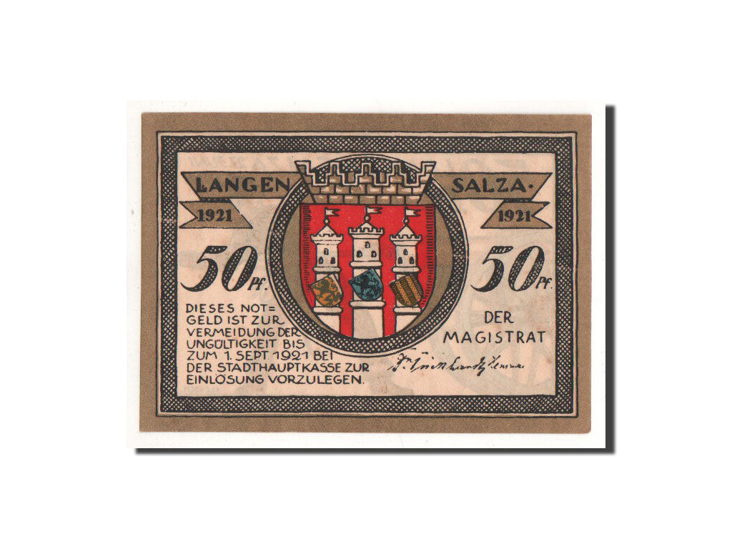 Banknote, Germany, Langensalza Stadt, 50 Pfennig, canon, 1921, Undated