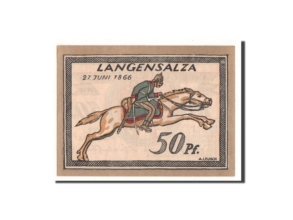 Biljet, Duitsland, Langensalza Stadt, 50 Pfennig, cavalier 1, 1921, Undated