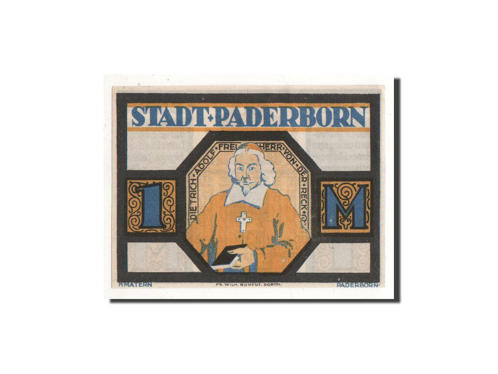 Billet, Allemagne, Paderborn, 1 Mark, personnage, 1921, 1921-11-10, NEUF