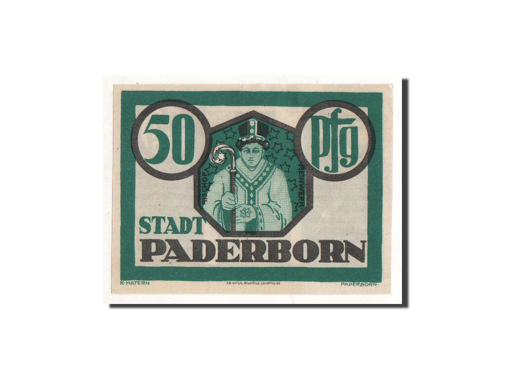 Billet, Allemagne, Paderborn, 50 Pfennig, Eglise, 1921, 1921-11-10, NEUF
