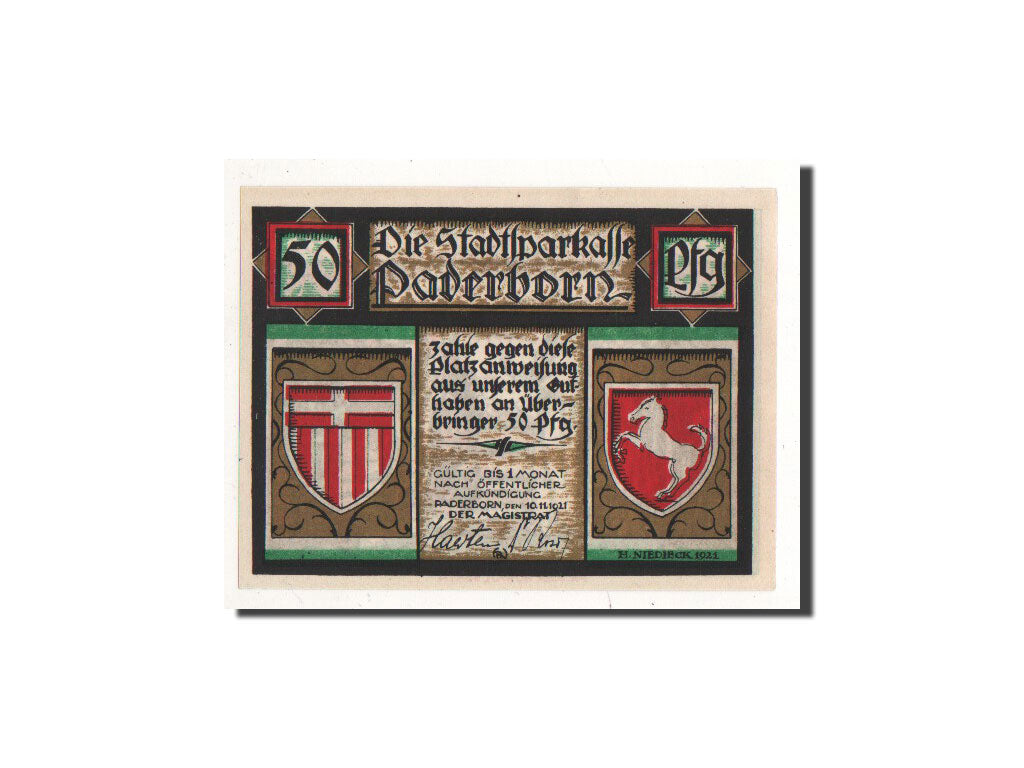 Billet, Allemagne, Paderborn, 50 Pfennig, personnage, 1921, 1921-11-10, NEUF