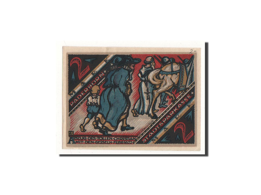 Billet, Allemagne, Paderborn, 2 Mark, personnage, 1921, 1921-11-10, NEUF