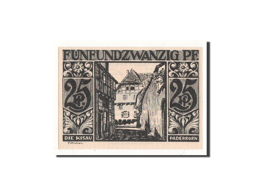 Billet, Allemagne, Paderborn, 25 Pfennig, ruelle, 1921, 1921-11-10, NEUF