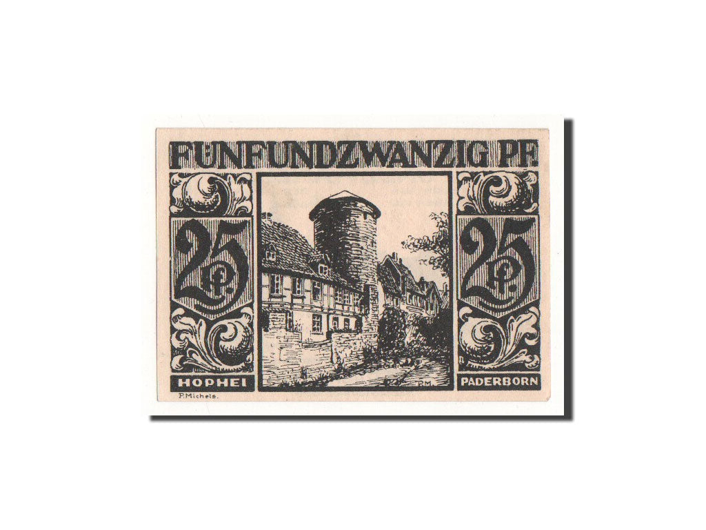 Billet, Allemagne, Paderborn, 25 Pfennig, Maison, 1921, 1921-11-10, NEUF