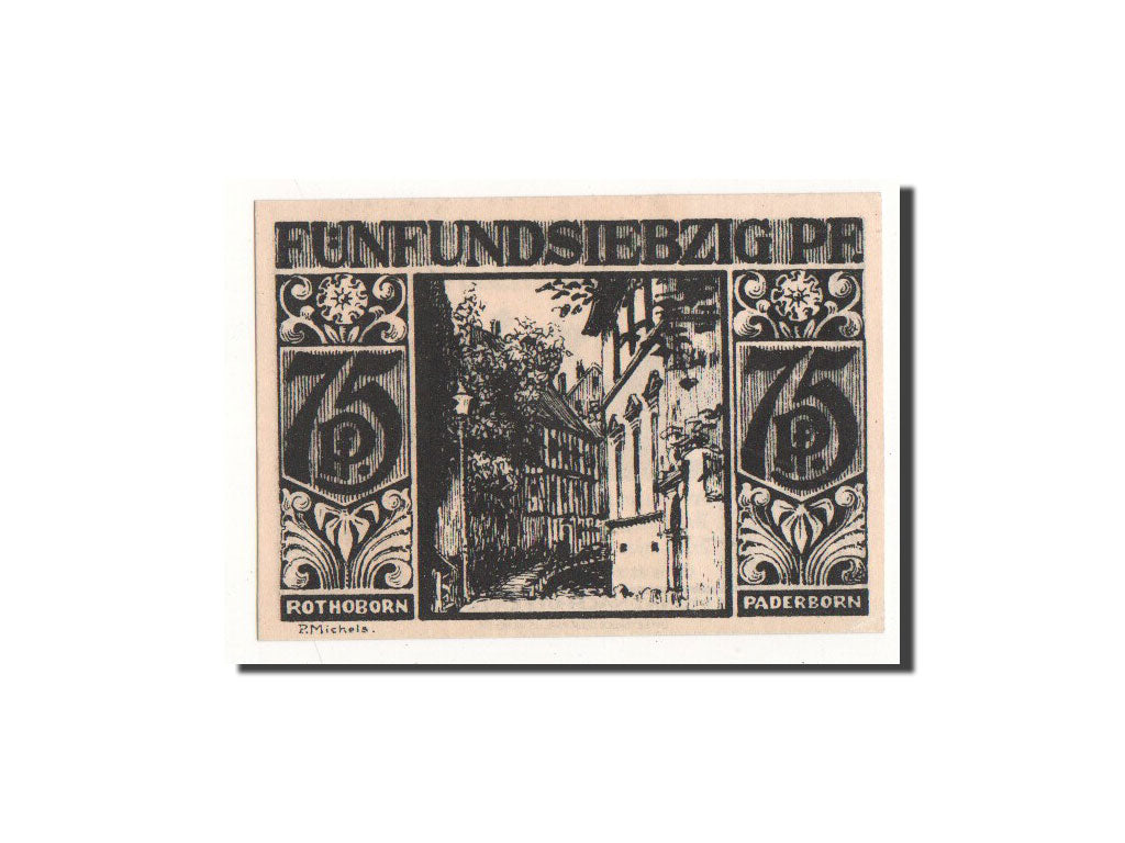 Billet, Allemagne, Paderborn, 75 Pfennig, ruelle, 1921, 1921-11-10, NEUF
