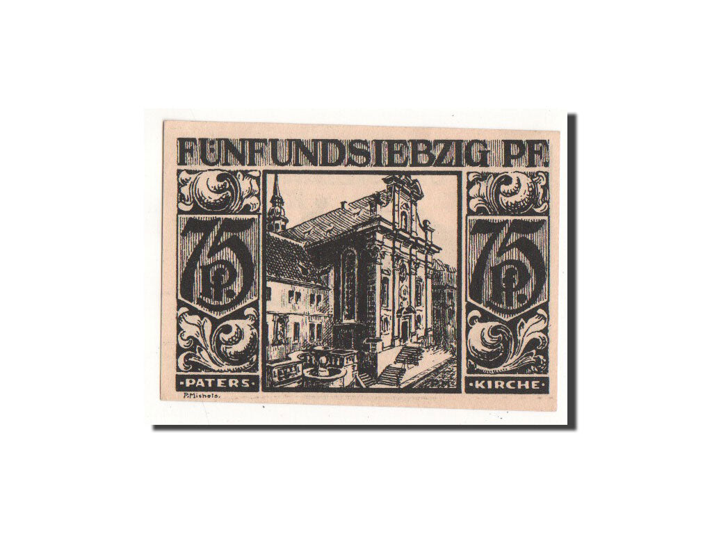 Banknot, Niemcy, Paderborn, 75 Pfennig, Batiment, 1921, 1921-11-10, UNC(65-70)