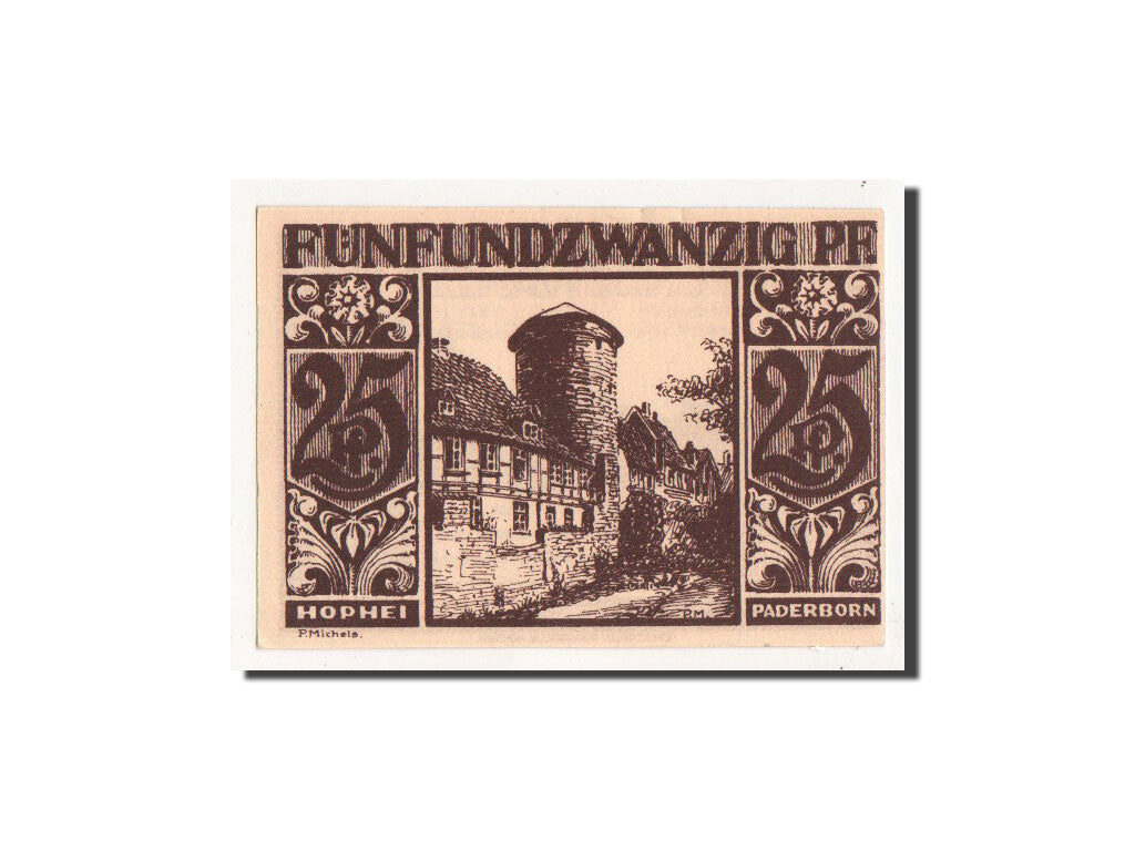 Billet, Allemagne, Paderborn, 25 Pfennig, Maison, 1921, 1921-11-10, NEUF