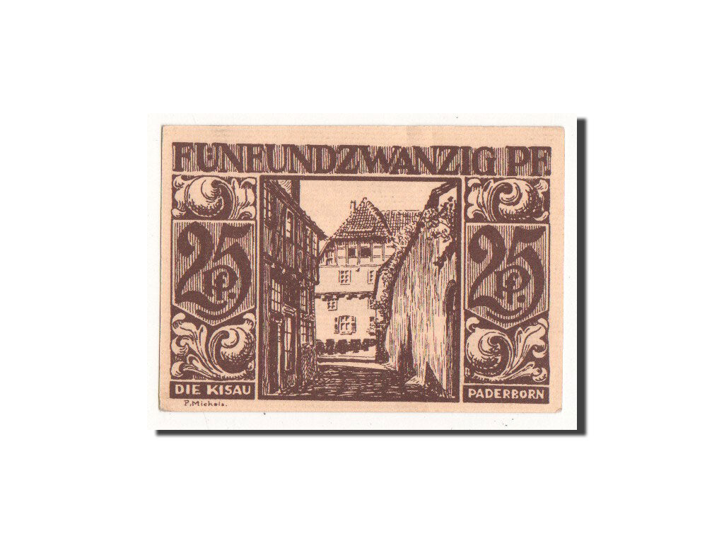 Billet, Allemagne, Paderborn, 25 Pfennig, ruelle, 1921, 1921-11-10, NEUF