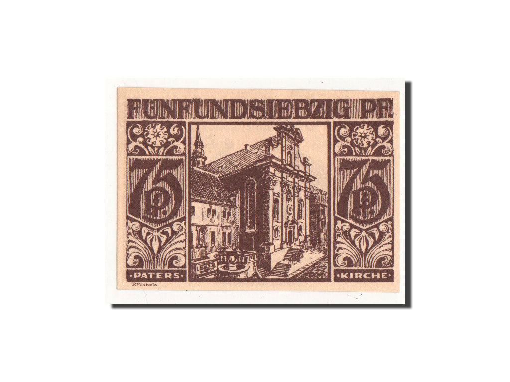 Banknot, Niemcy, Paderborn, 75 Pfennig, Batiment, 1921, 1921-11-10, UNC(65-70)