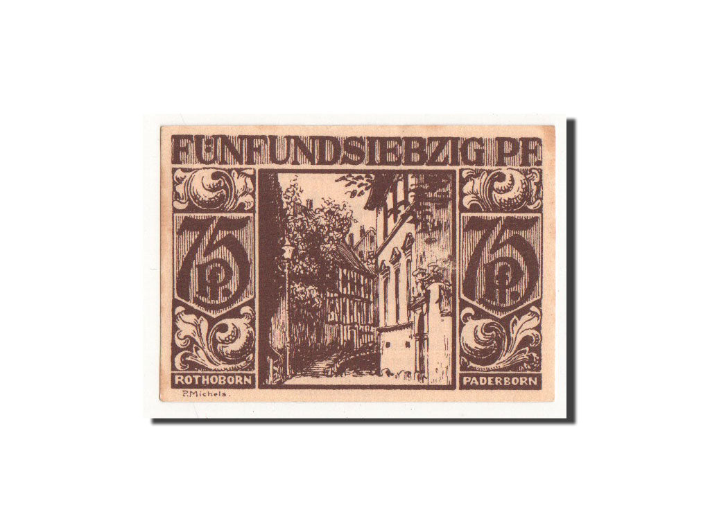 Billet, Allemagne, Paderborn, 75 Pfennig, ruelle, 1921, 1921-11-10, NEUF