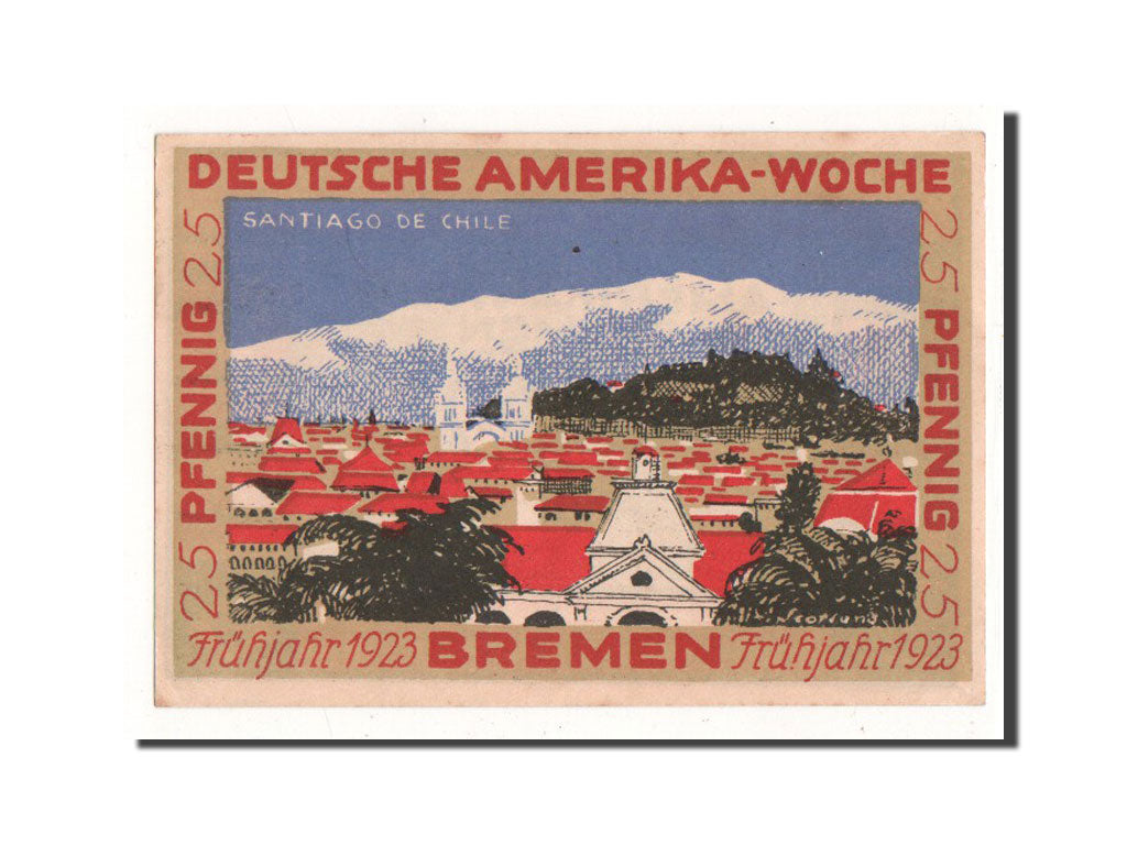Billet, Allemagne, Bremen, 25 Pfennig, paysage 1, 1923, Undated, NEUF