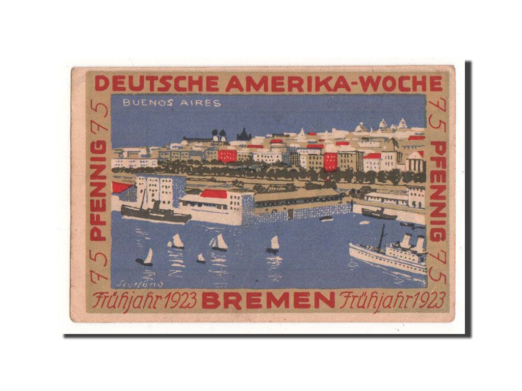 Geldschein, Deutschland, Bremen, 75 Pfennig, Port, 1923, Undated, UNZ
