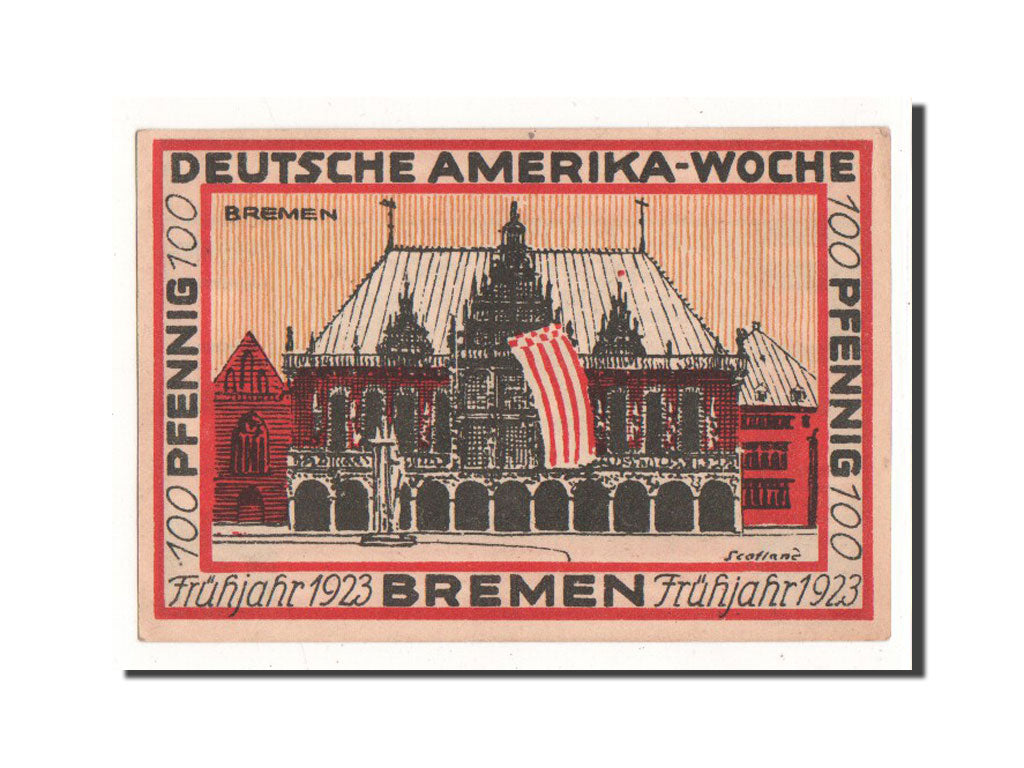 Geldschein, Deutschland, Bremen, 100 Pfennig, Batiment, 1923, Undated, UNZ