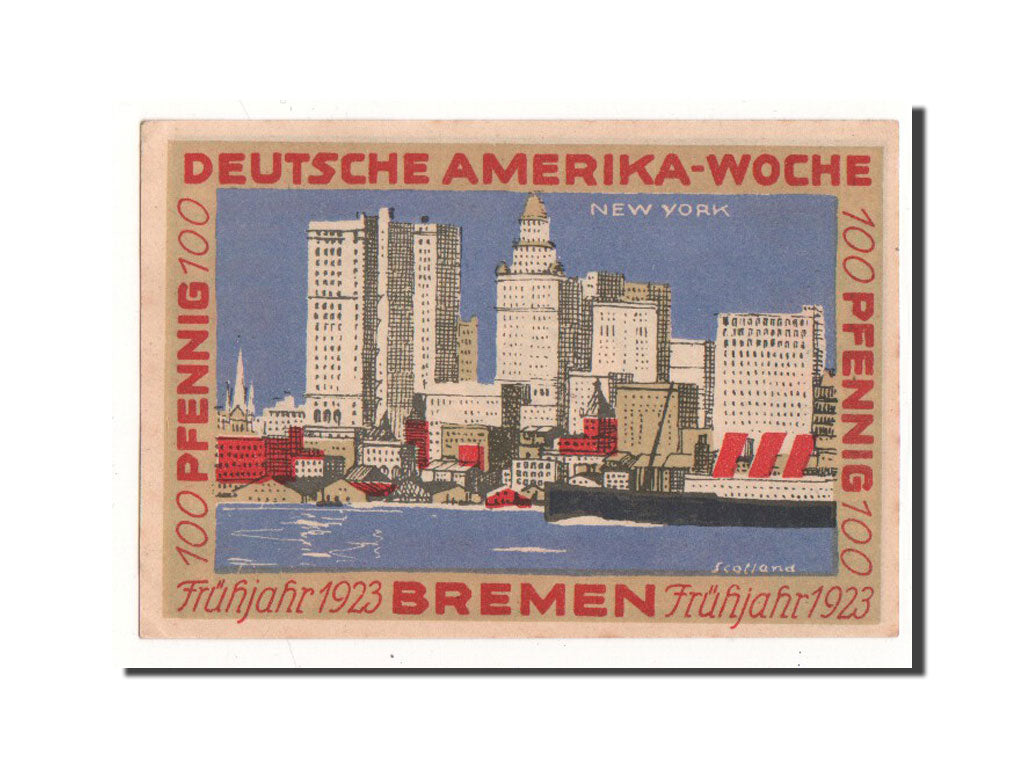 Banknote, Germany, Bremen, 100 Pfennig, Ville, 1923, Undated, UNC(65-70)