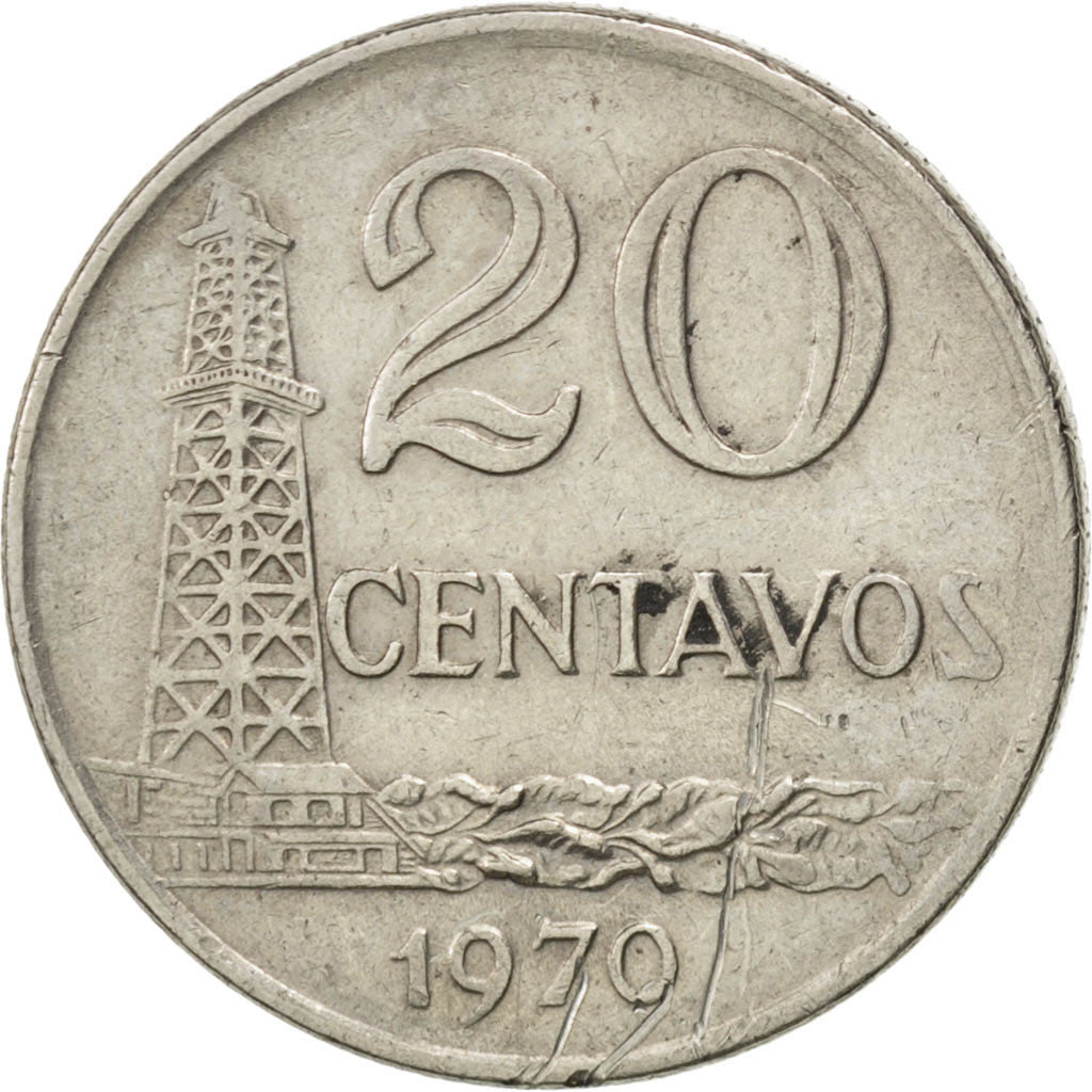 Coin, Brazil, 20 Centavos, 1970, AU(50-53), Copper-nickel, KM:579.2