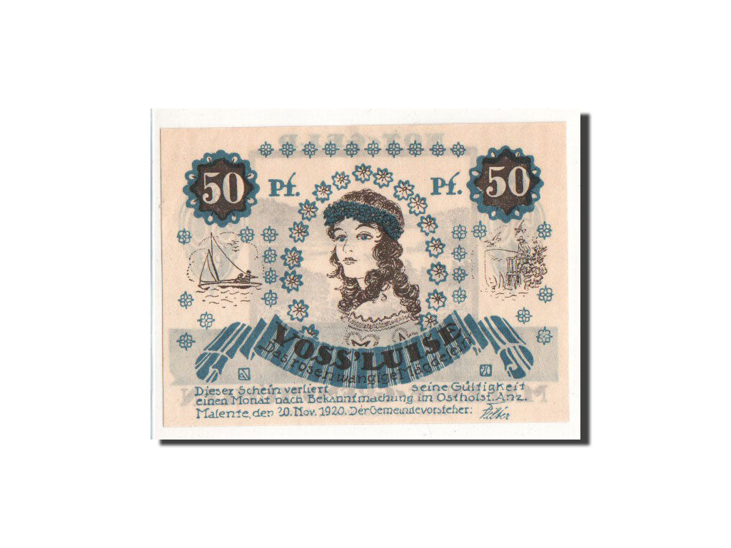 Geldschein, Deutschland, Malente Gremsmuhlen Germeinde, 50 Pfennig, paysage