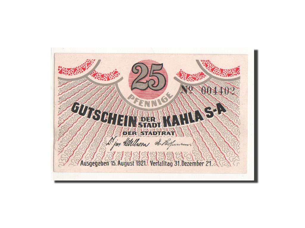 Banknote, Germany, Kahla, 25 Pfennig, village, 1921, 1921-08-15, UNC(65-70)