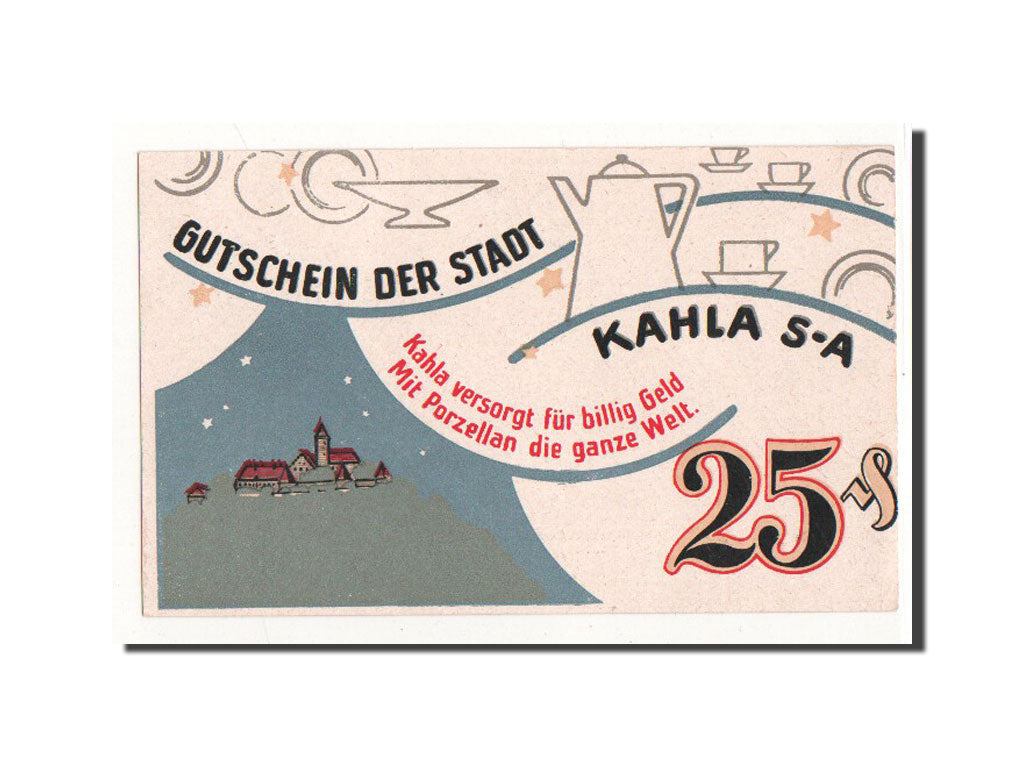 Banknote, Germany, Kahla, 25 Pfennig, village, 1921, 1921-08-15, UNC(65-70)