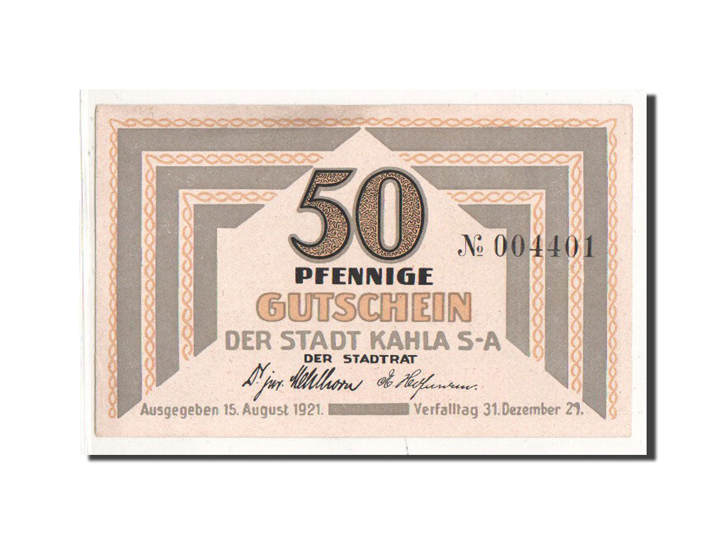 Geldschein, Deutschland, Kahla, 50 Pfennig, village, 1921, 1921-08-15, UNZ