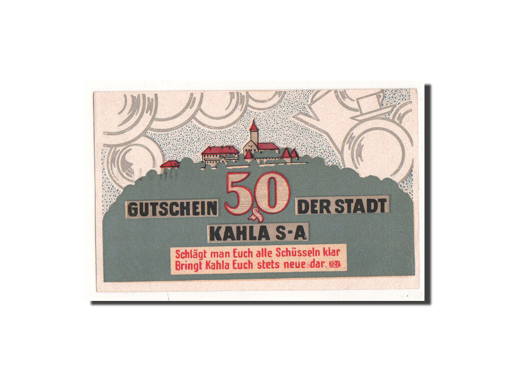Geldschein, Deutschland, Kahla, 50 Pfennig, village, 1921, 1921-08-15, UNZ