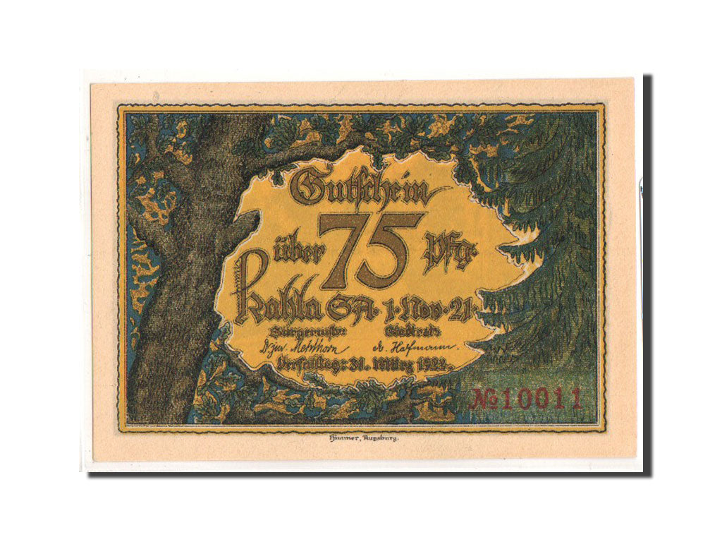 Geldschein, Deutschland, Kahla, 75 Pfennig, Ville, 1921, 1921-11-01, UNZ