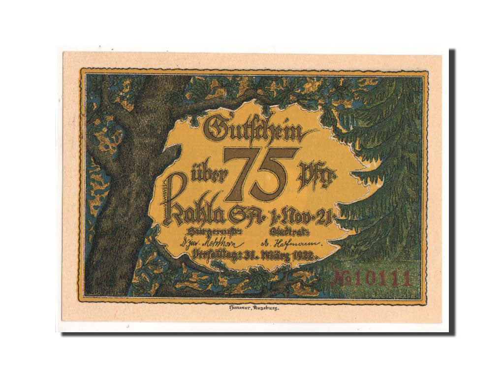 Geldschein, Deutschland, Kahla, 75 Pfennig, porche, 1921, 1921-11-01, UNZ
