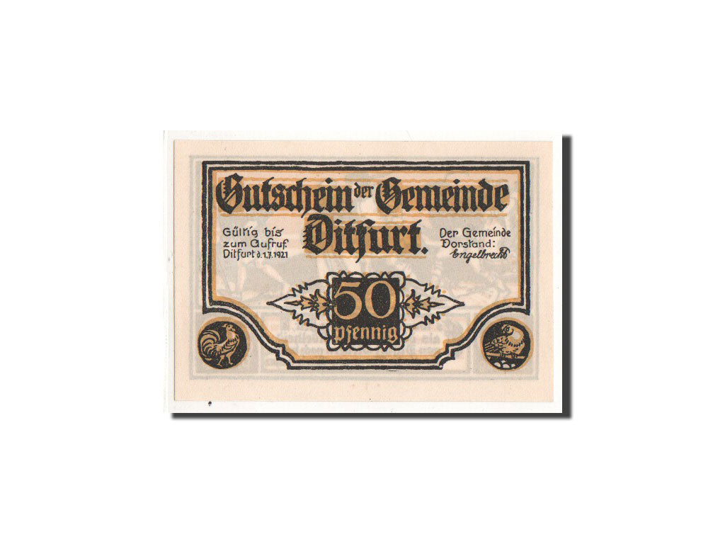 Biljet, Duitsland, Ditfurt Gemeinde, 50 Pfennig, personnage, 1921, 1921-07-01
